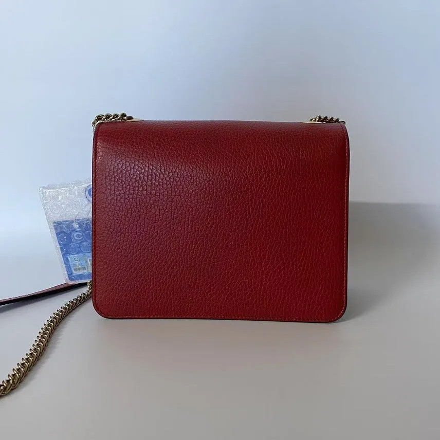 Gucci GG Marmont Red Leather Shoulder Bag
