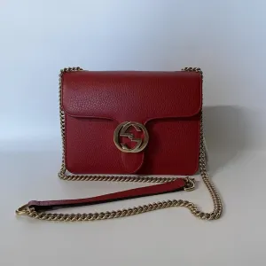Gucci GG Marmont Red Leather Shoulder Bag