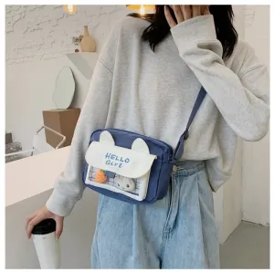 Hello Girl Rabbit Messenger Bags – Casual Outdoor Bag Canvas Handbag Women Bag #22