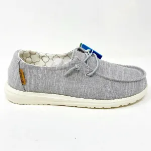 Hey Dude Wendy Linen Grey Youth Slip On Comfort Lightweight Loafer Shoes