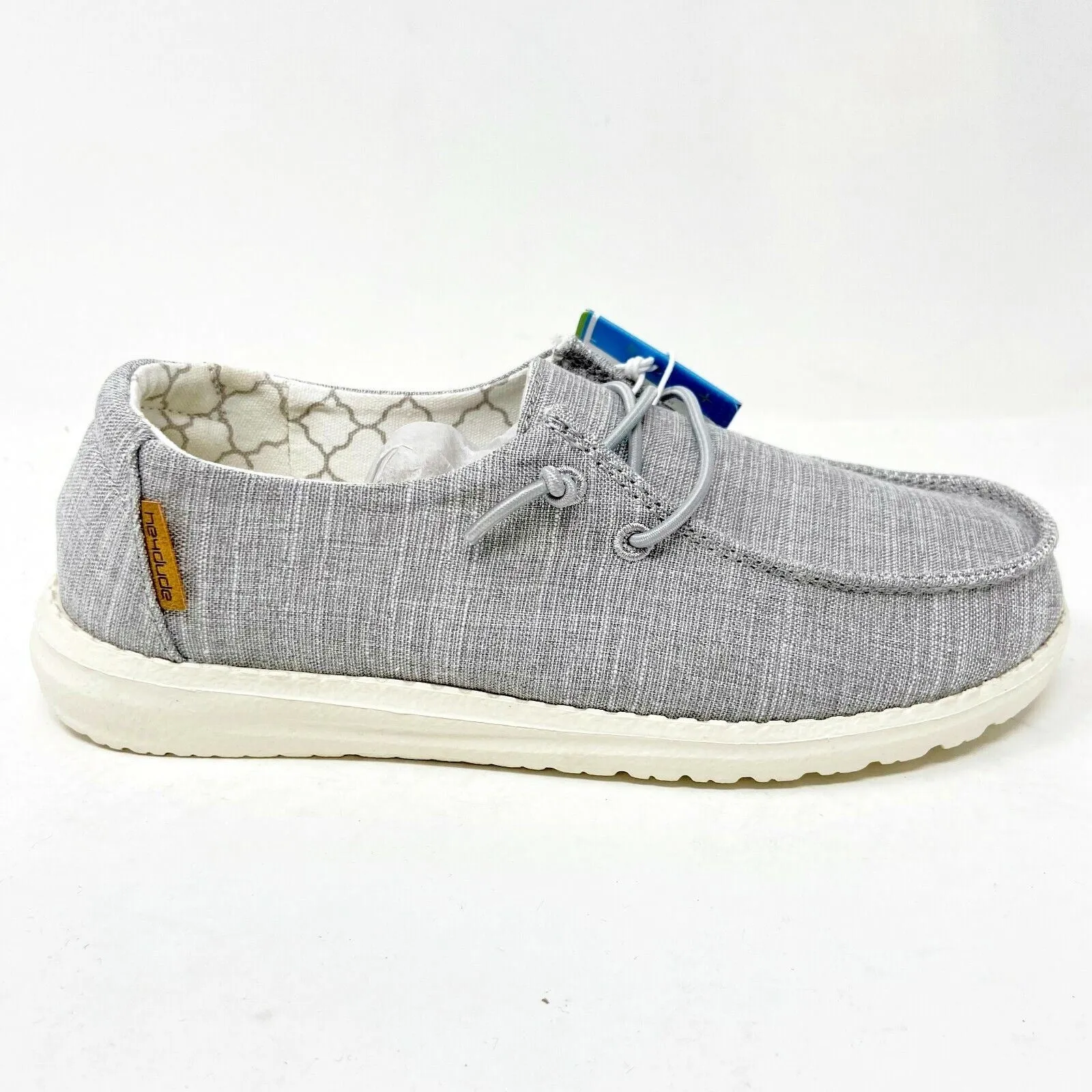 Hey Dude Wendy Linen Grey Youth Slip On Comfort Lightweight Loafer Shoes