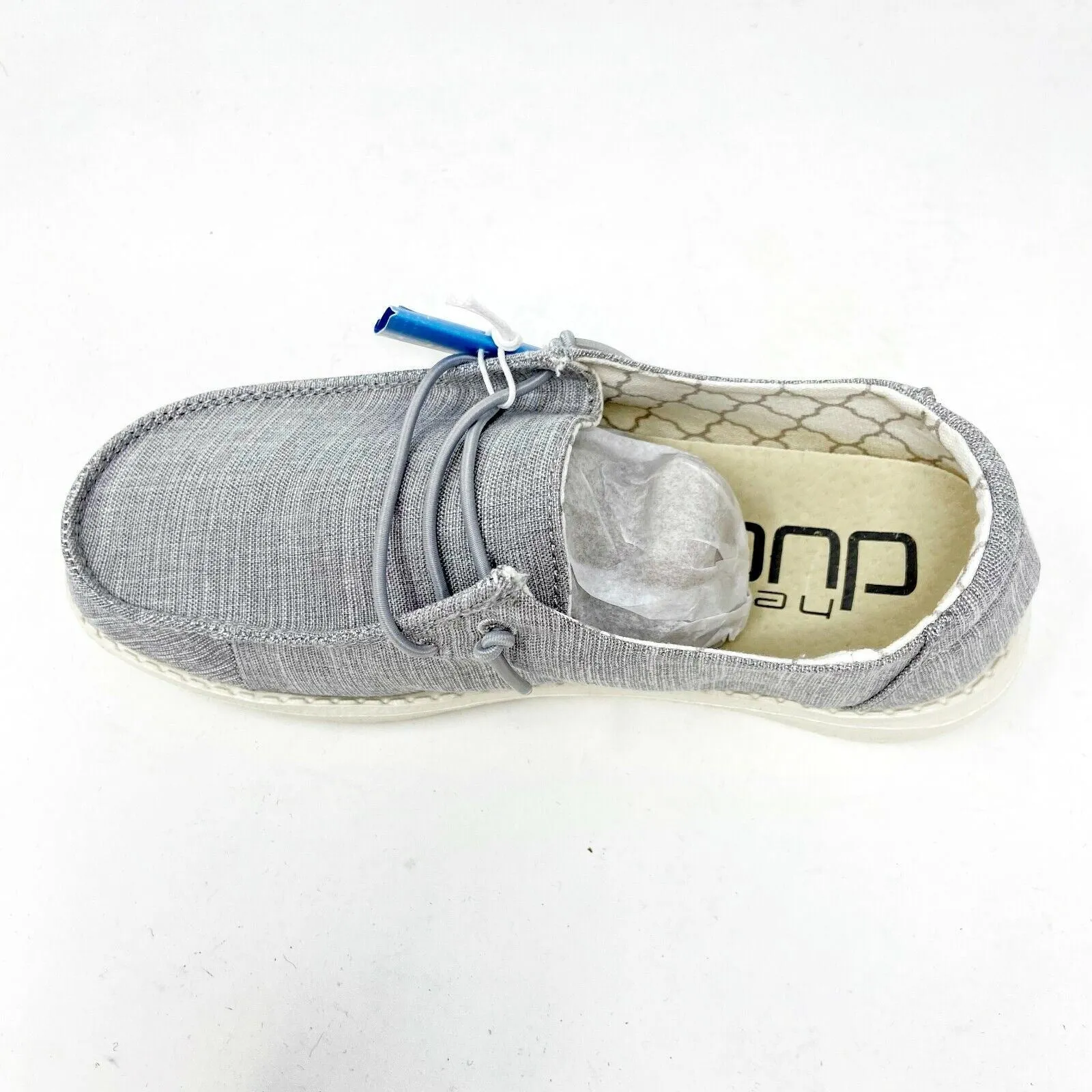 Hey Dude Wendy Linen Grey Youth Slip On Comfort Lightweight Loafer Shoes