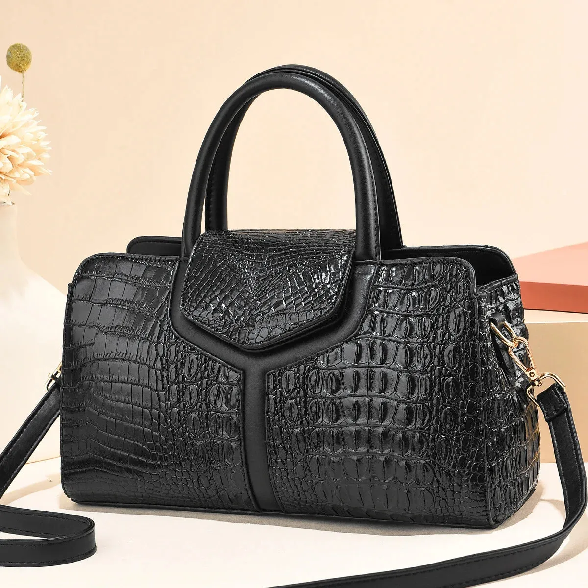 High Quality Leather Women Handbag Brand Designer Crocodile Messenger Bags