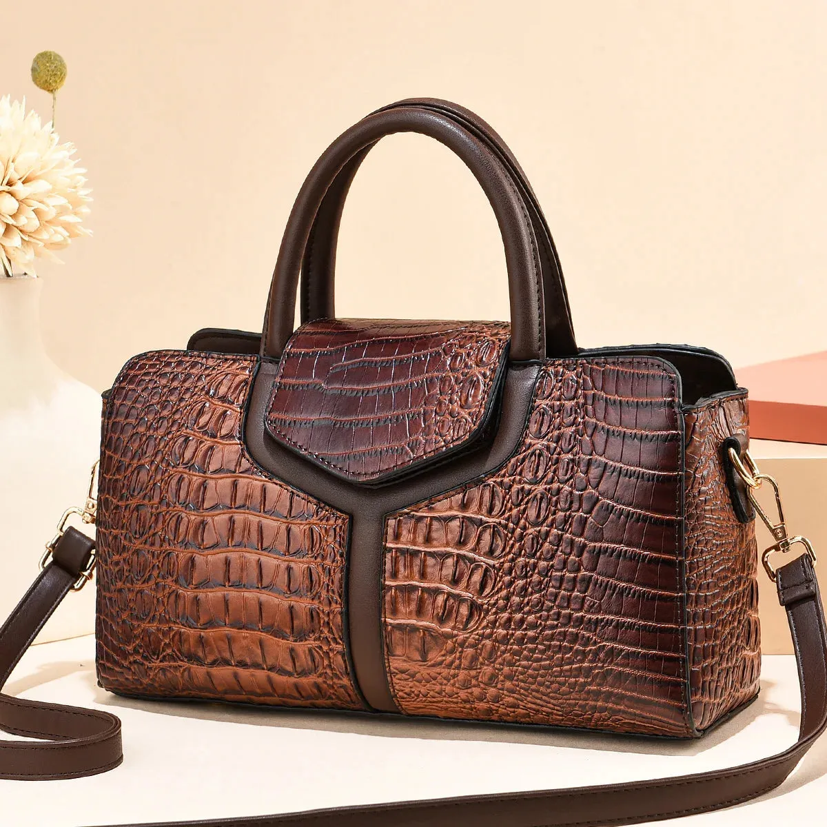 High Quality Leather Women Handbag Brand Designer Crocodile Messenger Bags