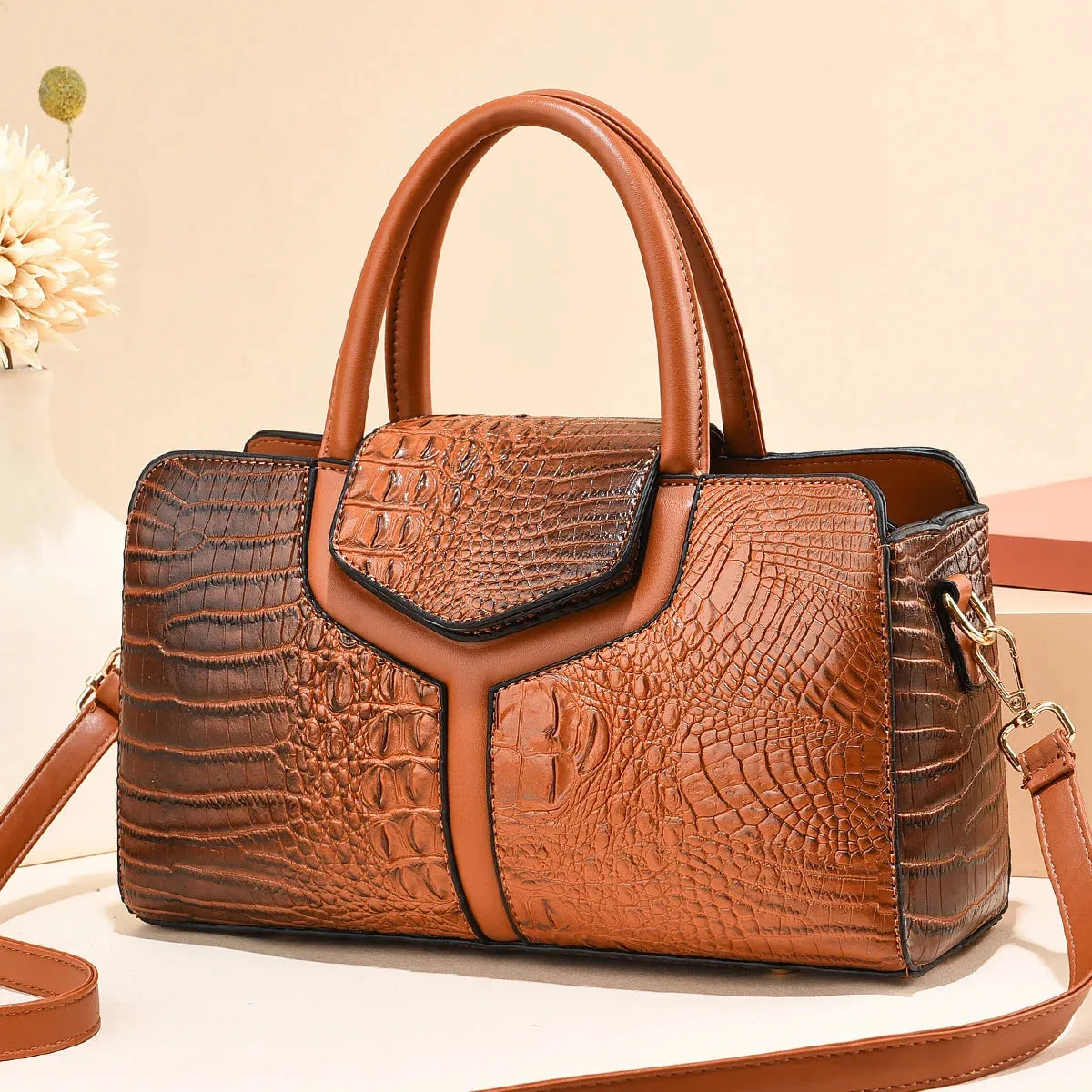 High Quality Leather Women Handbag Brand Designer Crocodile Messenger Bags