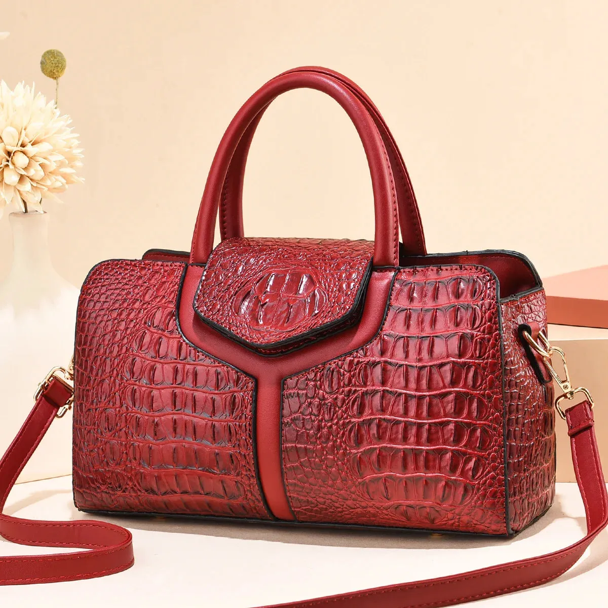 High Quality Leather Women Handbag Brand Designer Crocodile Messenger Bags