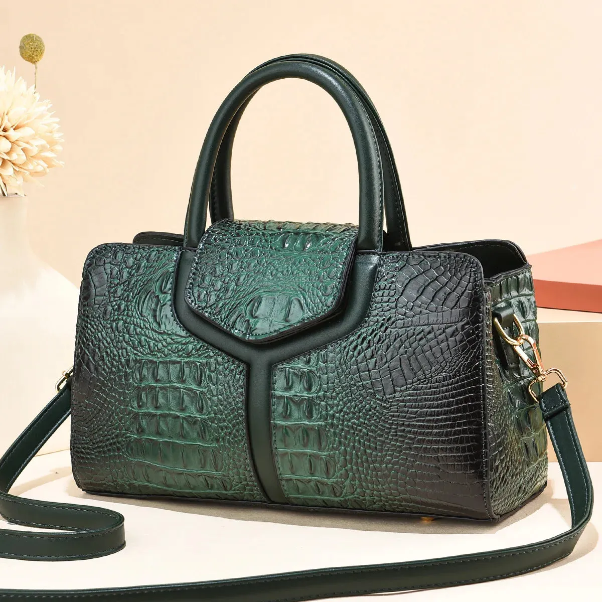 High Quality Leather Women Handbag Brand Designer Crocodile Messenger Bags