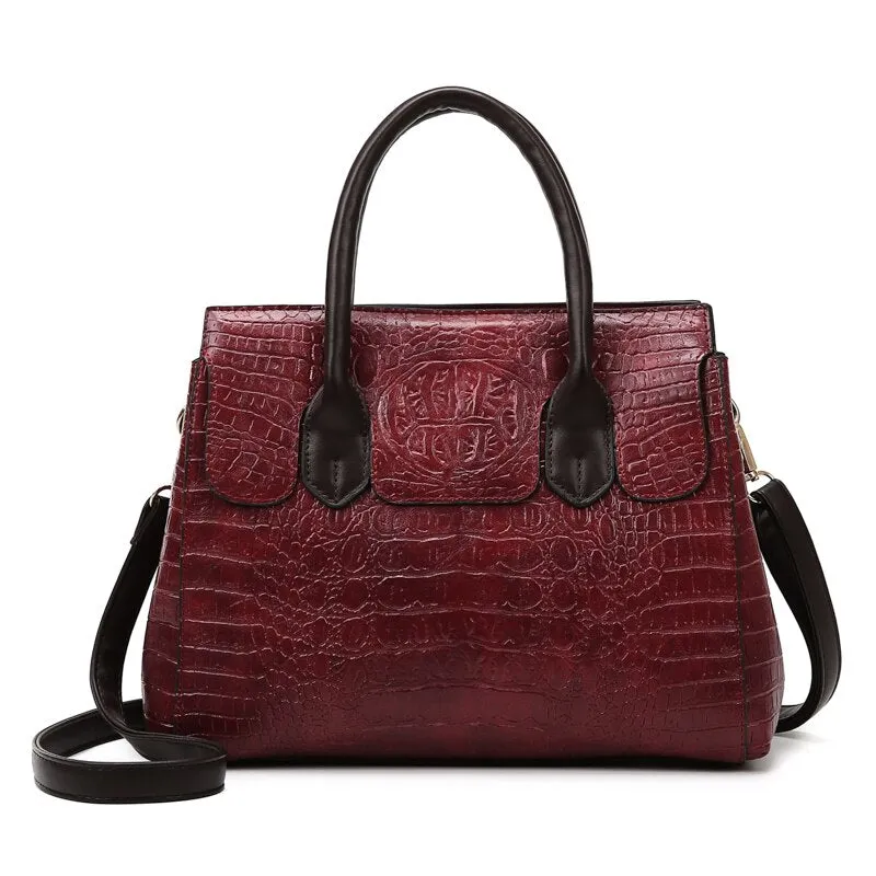 High Quality Women Pu Leather Handbags Fashion Ladies Large Capacity Crocodile Tote Messenger Bags Designer Female Shoulder Bag