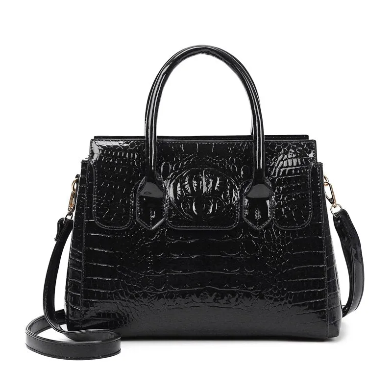 High Quality Women Pu Leather Handbags Fashion Ladies Large Capacity Crocodile Tote Messenger Bags Designer Female Shoulder Bag