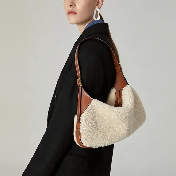 Hobo Womens Faux Fur Handbag Fluffy Shoulder Bag For Ladies