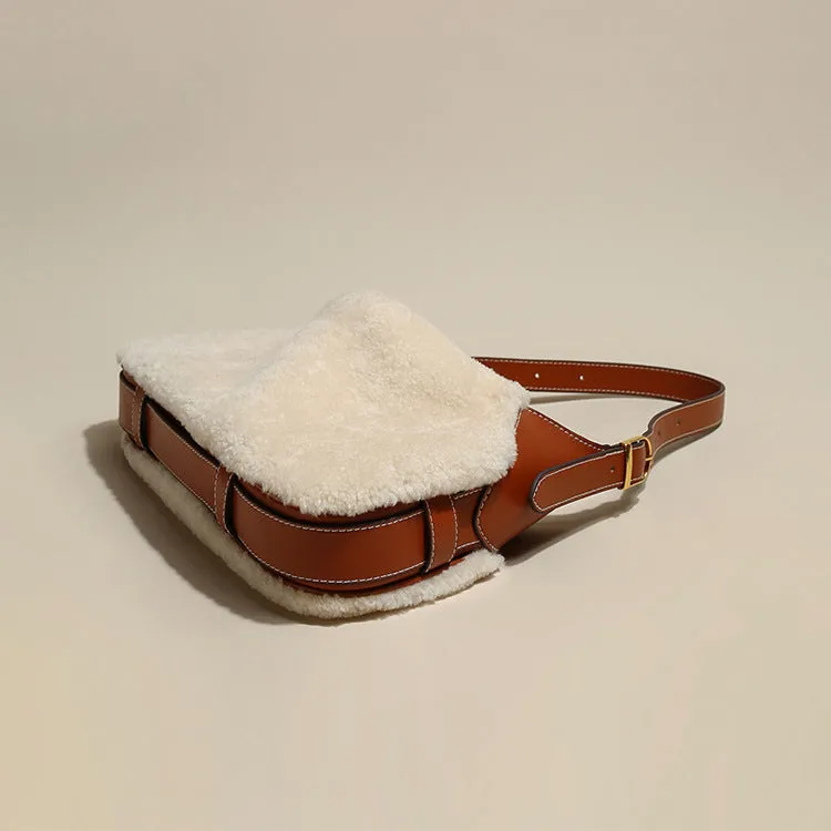 Hobo Womens Faux Fur Handbag Fluffy Shoulder Bag For Ladies