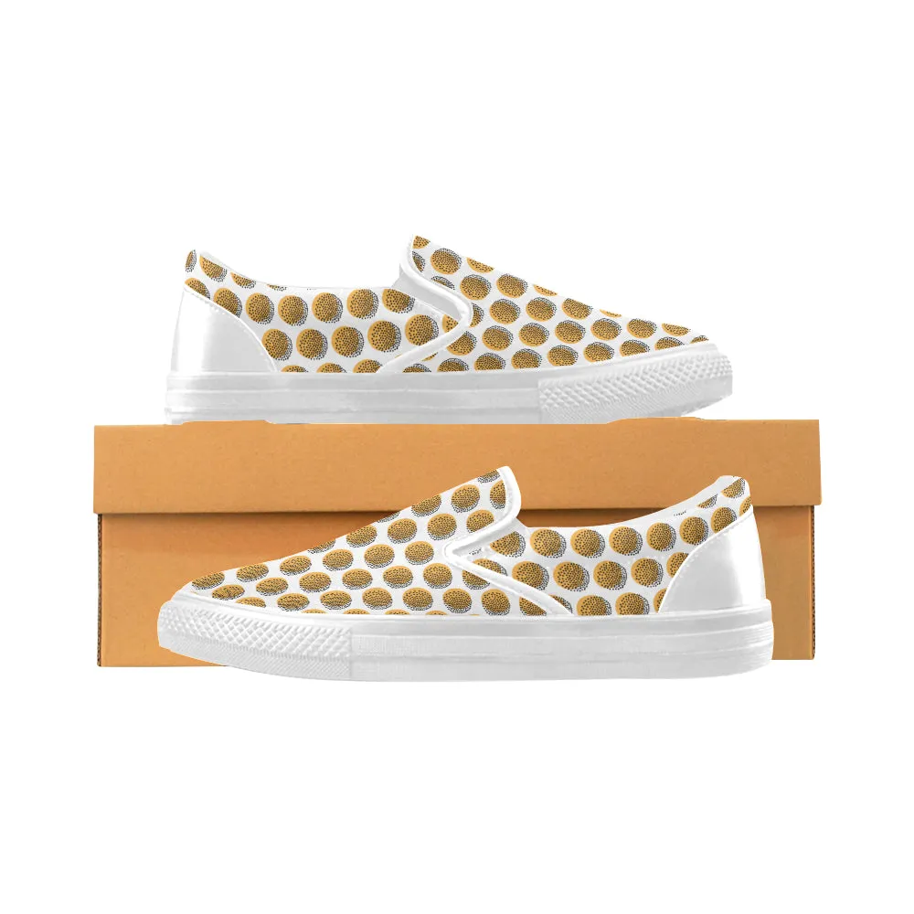 Kids's Sunflower Polka Print Canvas Slip-on Shoes