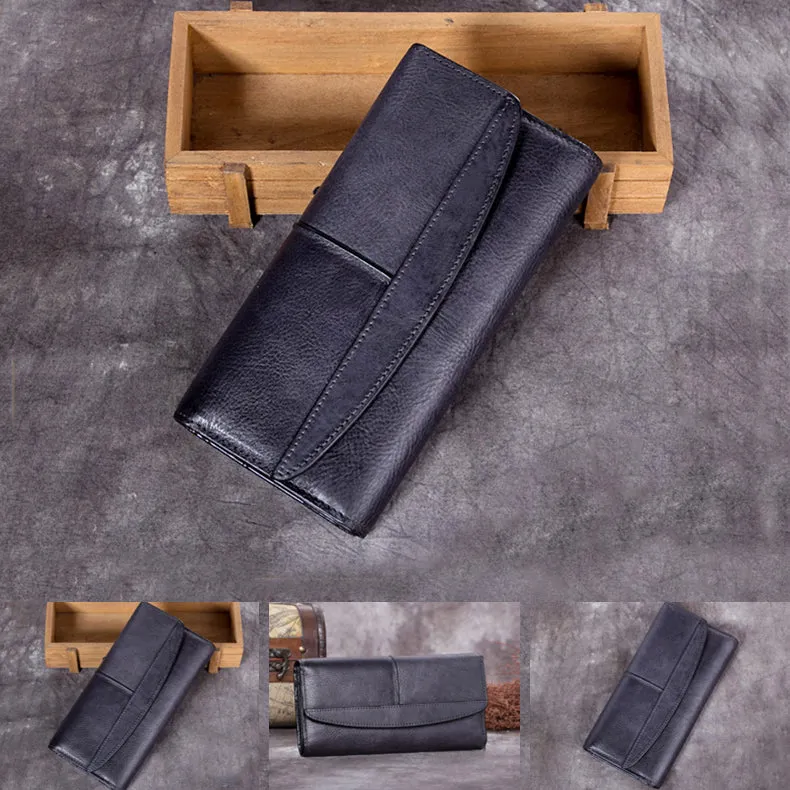 Ladies Trifold Clutch Wallet Handmade Leather Wallets for Women