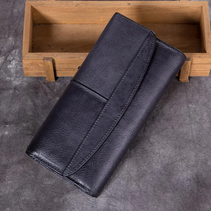 Ladies Trifold Clutch Wallet Handmade Leather Wallets for Women