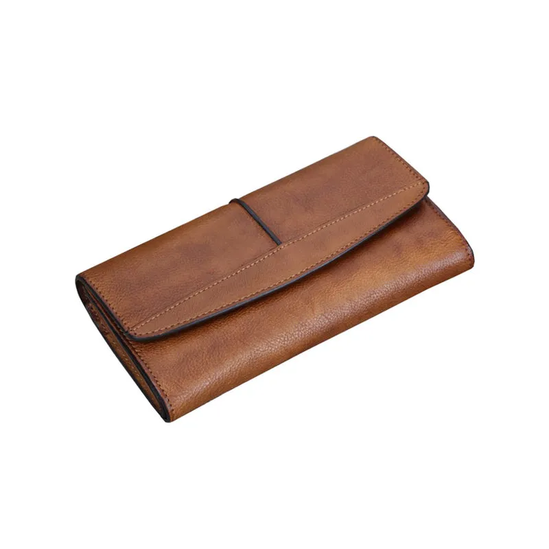 Ladies Trifold Clutch Wallet Handmade Leather Wallets for Women