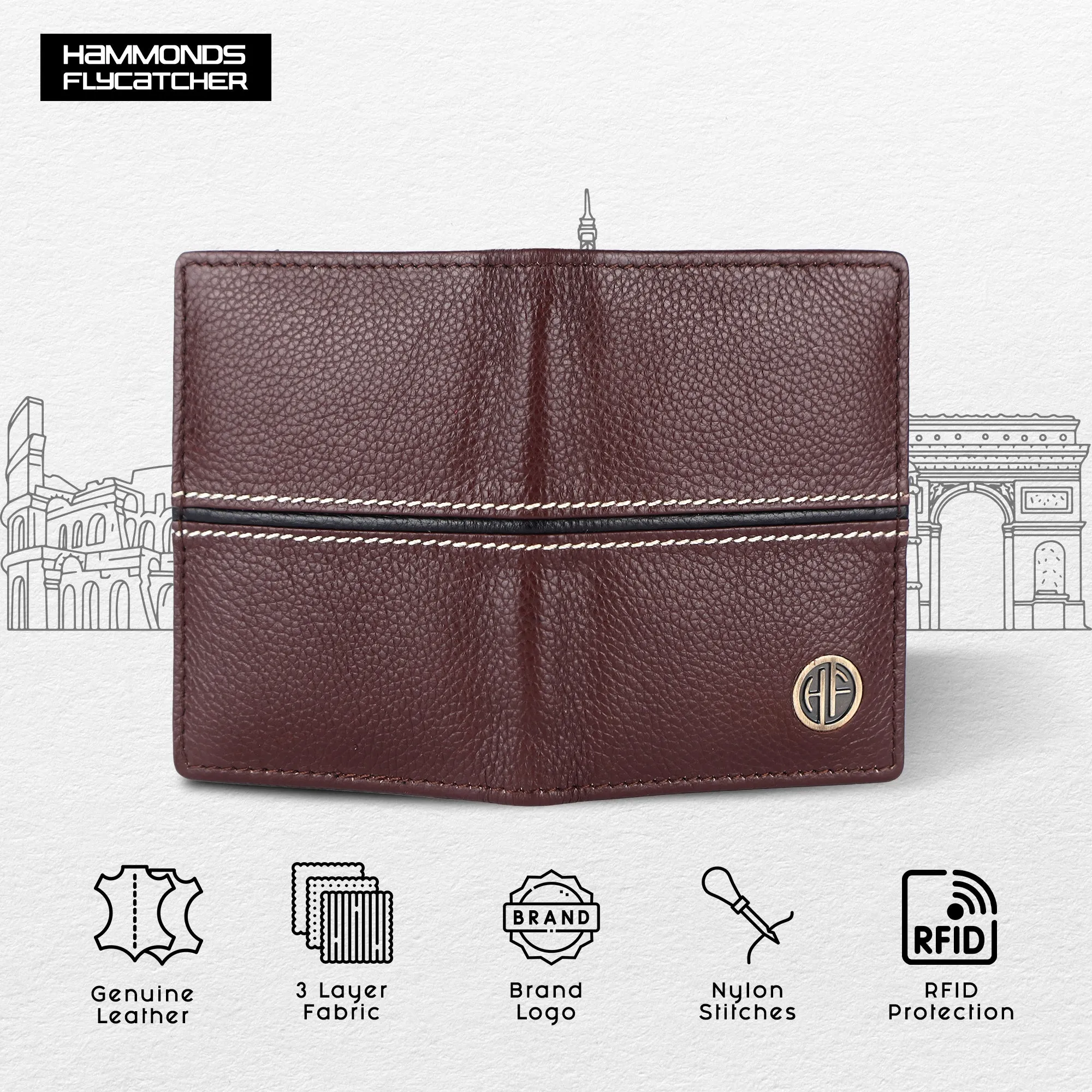 Leather Card Holder Wallet for Men and Women - Genuine Leather - Slim - RFID Protected - 6 Slots for ATM Credit/Debit Card
