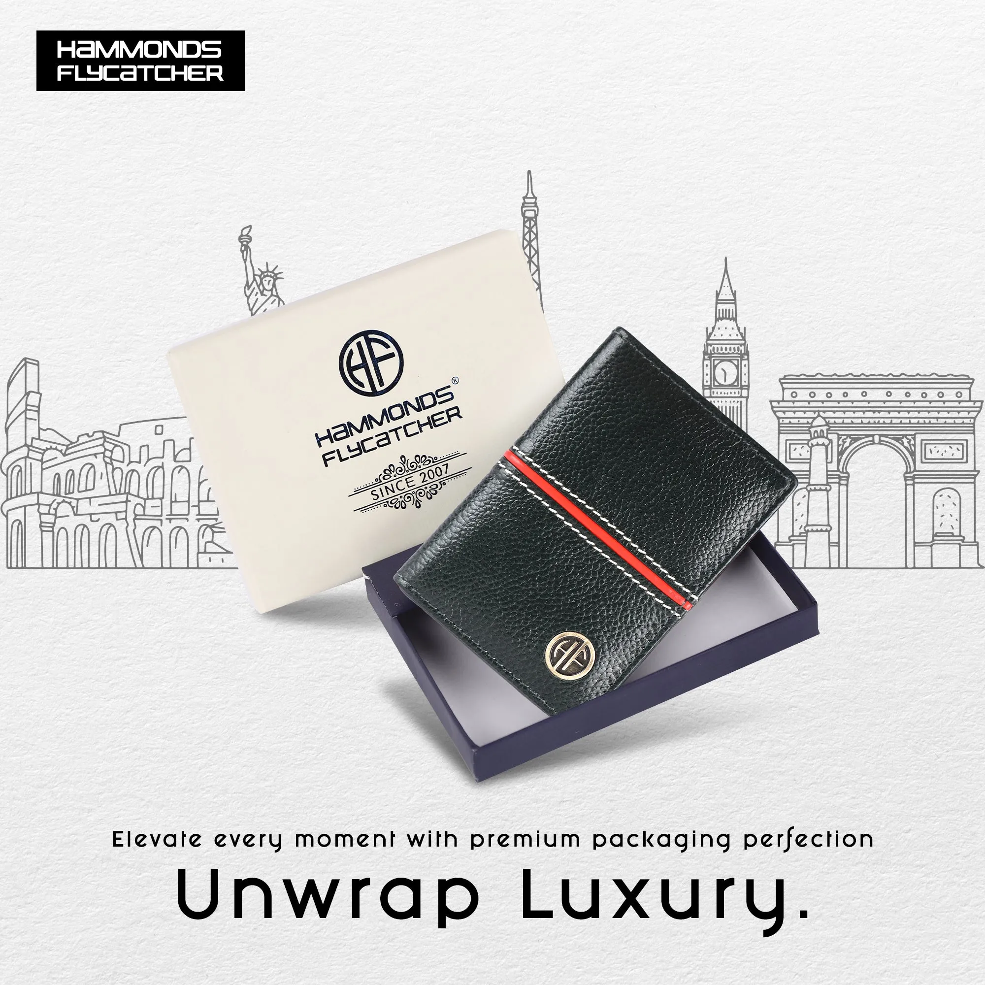 Leather Card Holder Wallet for Men and Women - Genuine Leather - Slim - RFID Protected - 6 Slots for ATM Credit/Debit Card