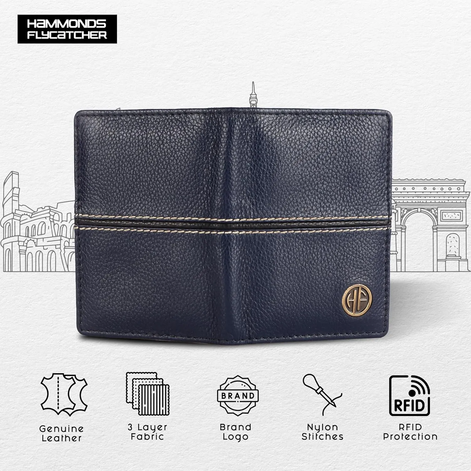 Leather Card Holder Wallet for Men and Women - Genuine Leather - Slim - RFID Protected - 6 Slots for ATM Credit/Debit Card