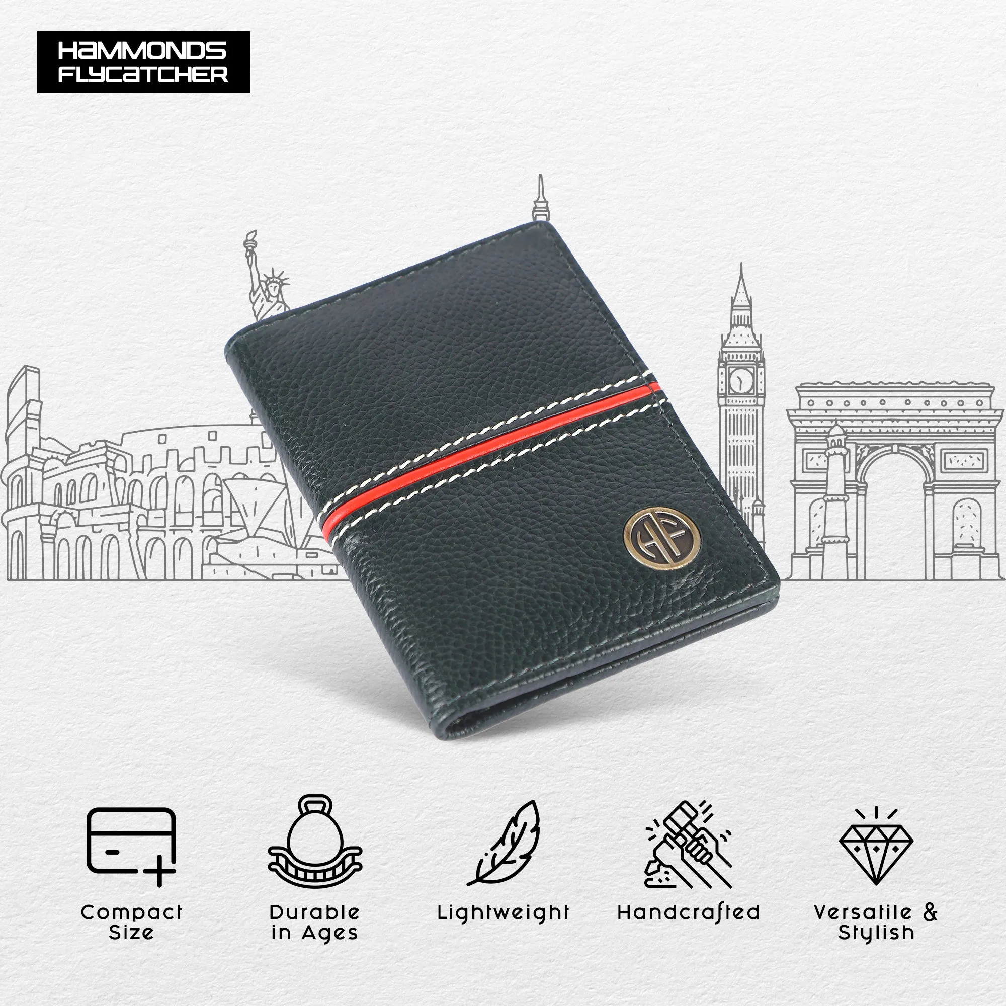 Leather Card Holder Wallet for Men and Women - Genuine Leather - Slim - RFID Protected - 6 Slots for ATM Credit/Debit Card