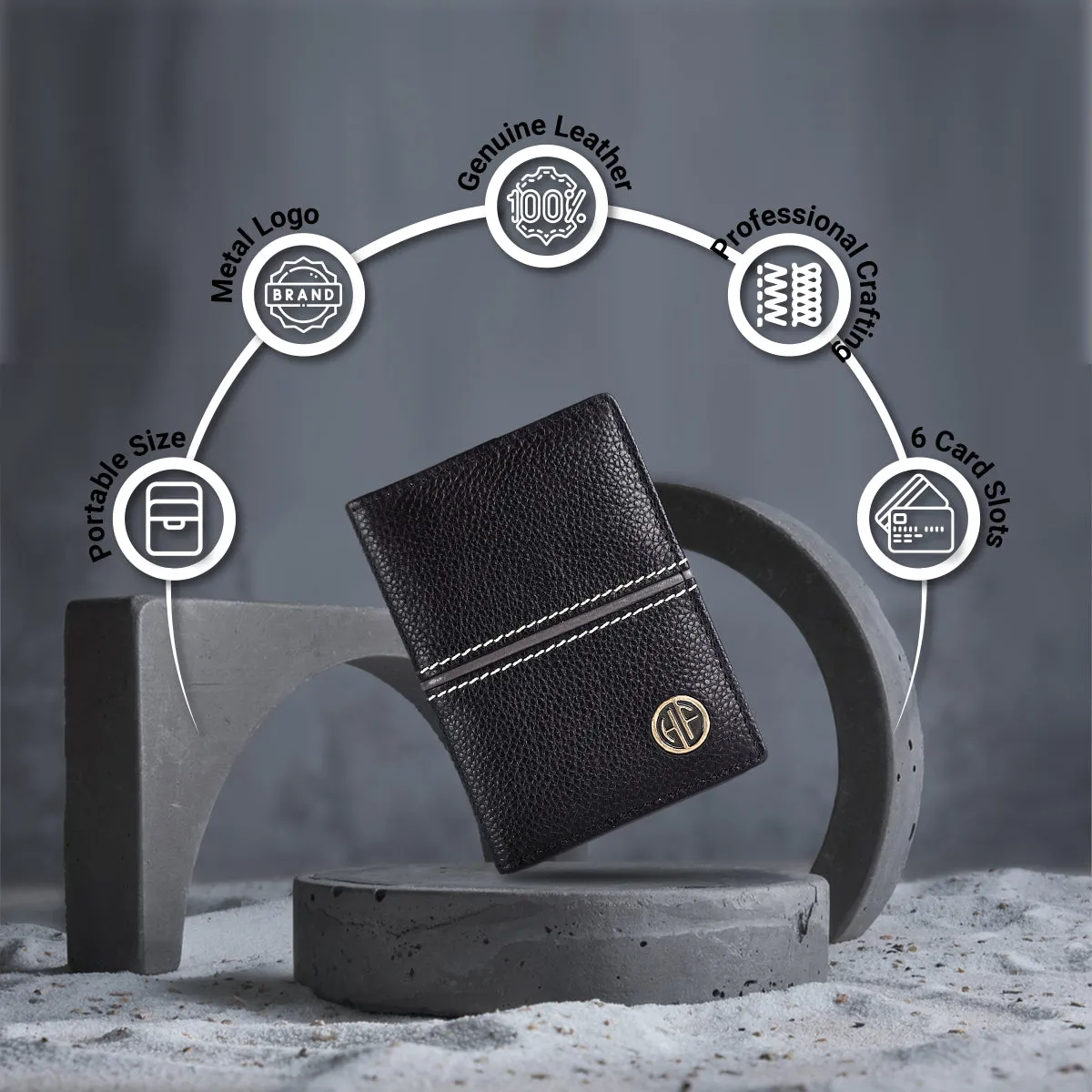 Leather Card Holder Wallet for Men and Women - Genuine Leather - Slim - RFID Protected - 6 Slots for ATM Credit/Debit Card