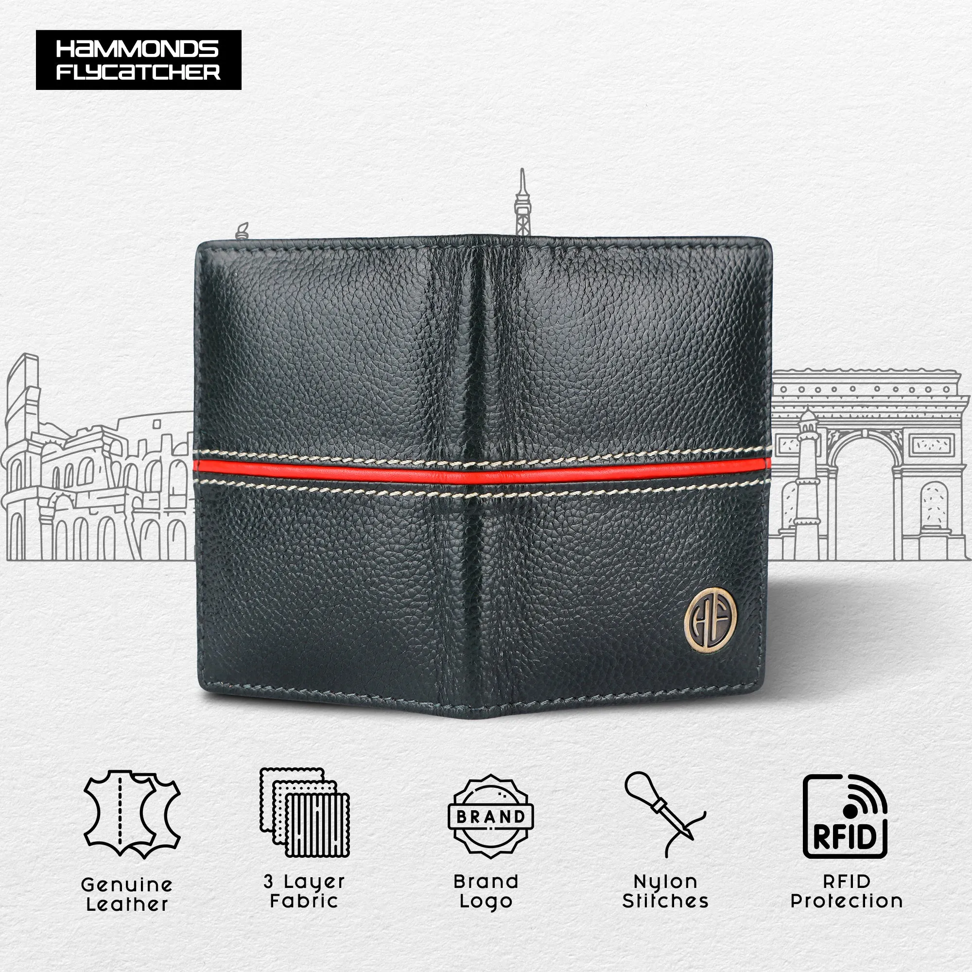 Leather Card Holder Wallet for Men and Women - Genuine Leather - Slim - RFID Protected - 6 Slots for ATM Credit/Debit Card