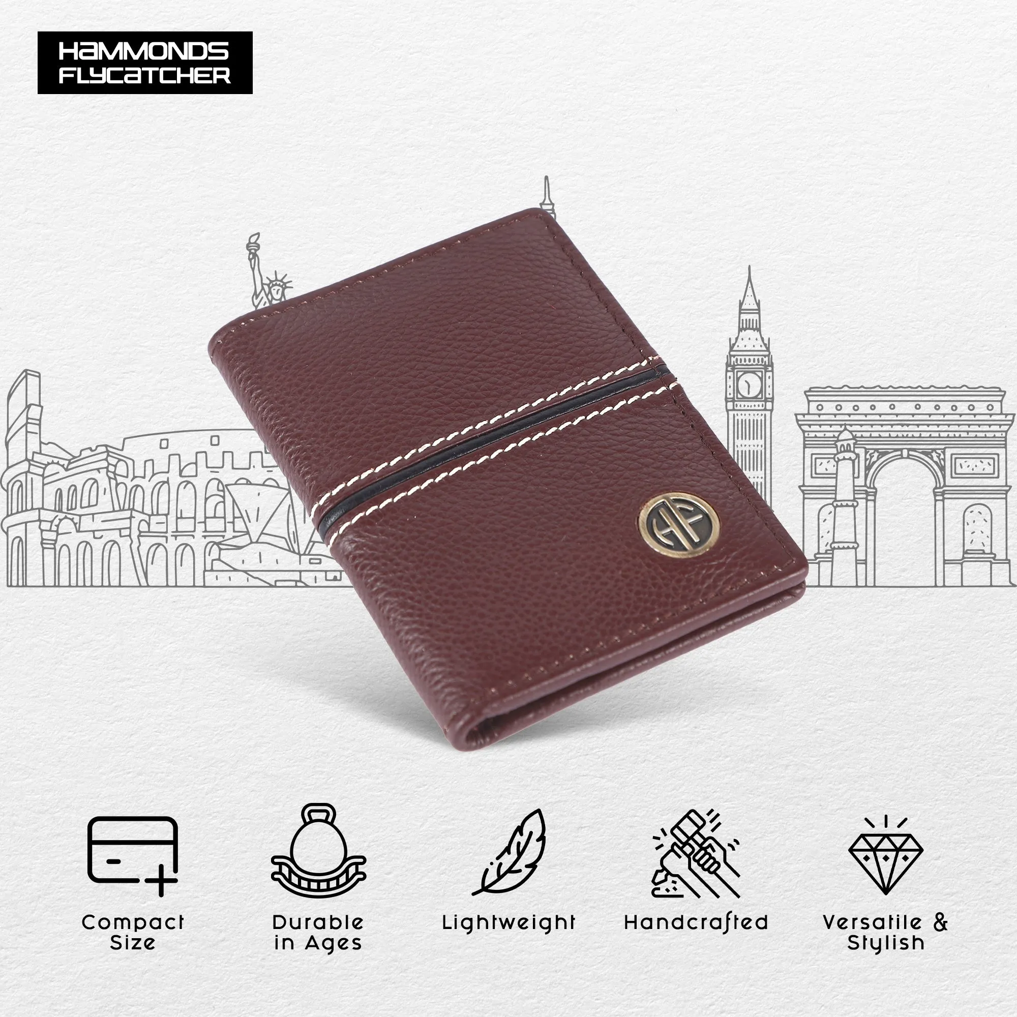 Leather Card Holder Wallet for Men and Women - Genuine Leather - Slim - RFID Protected - 6 Slots for ATM Credit/Debit Card