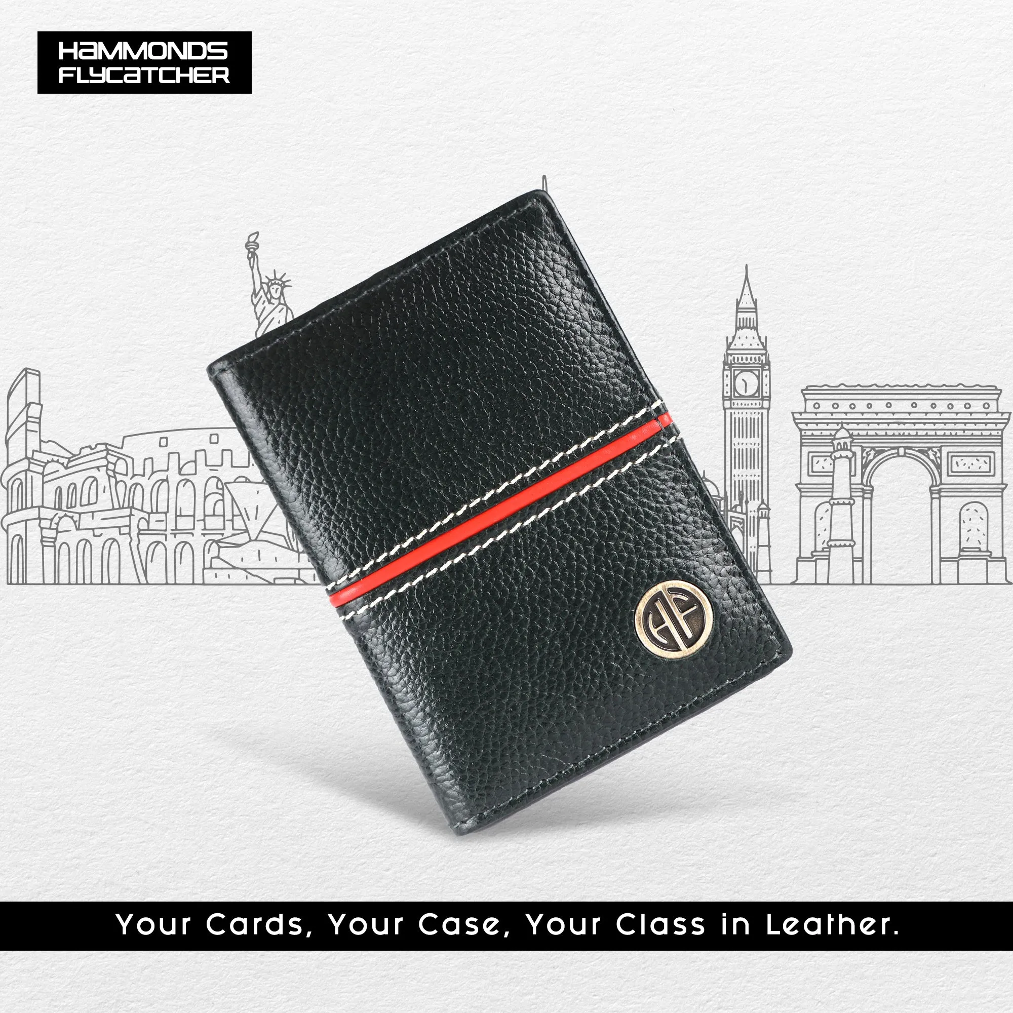 Leather Card Holder Wallet for Men and Women - Genuine Leather - Slim - RFID Protected - 6 Slots for ATM Credit/Debit Card