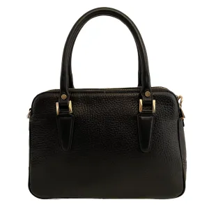 LeatherLuxe - Black Leather Office Bag: Functional Shoulder Bag