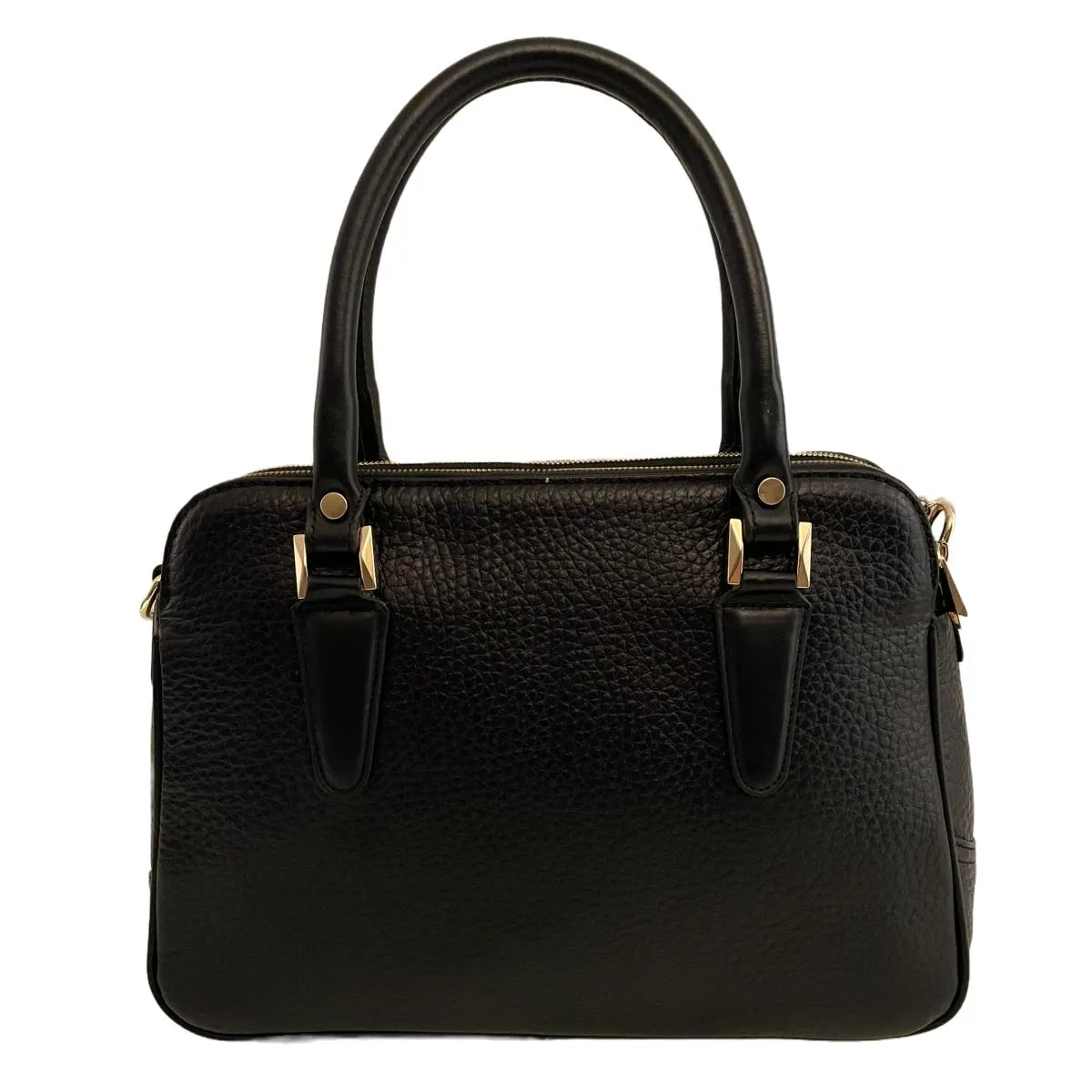 LeatherLuxe - Black Leather Office Bag: Functional Shoulder Bag
