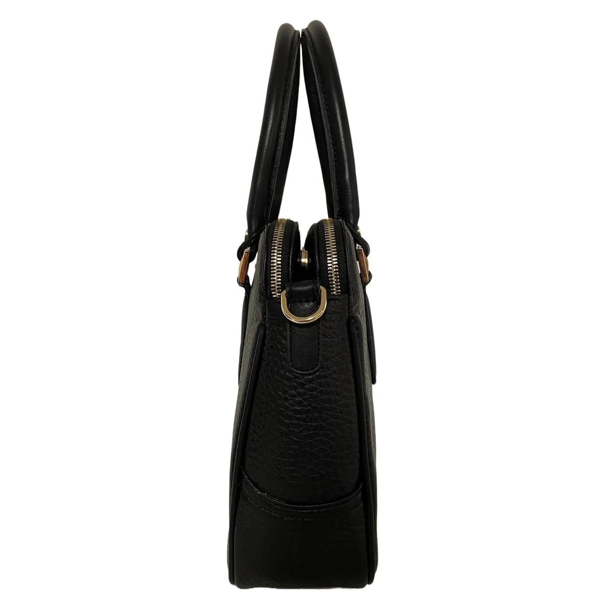 LeatherLuxe - Black Leather Office Bag: Functional Shoulder Bag