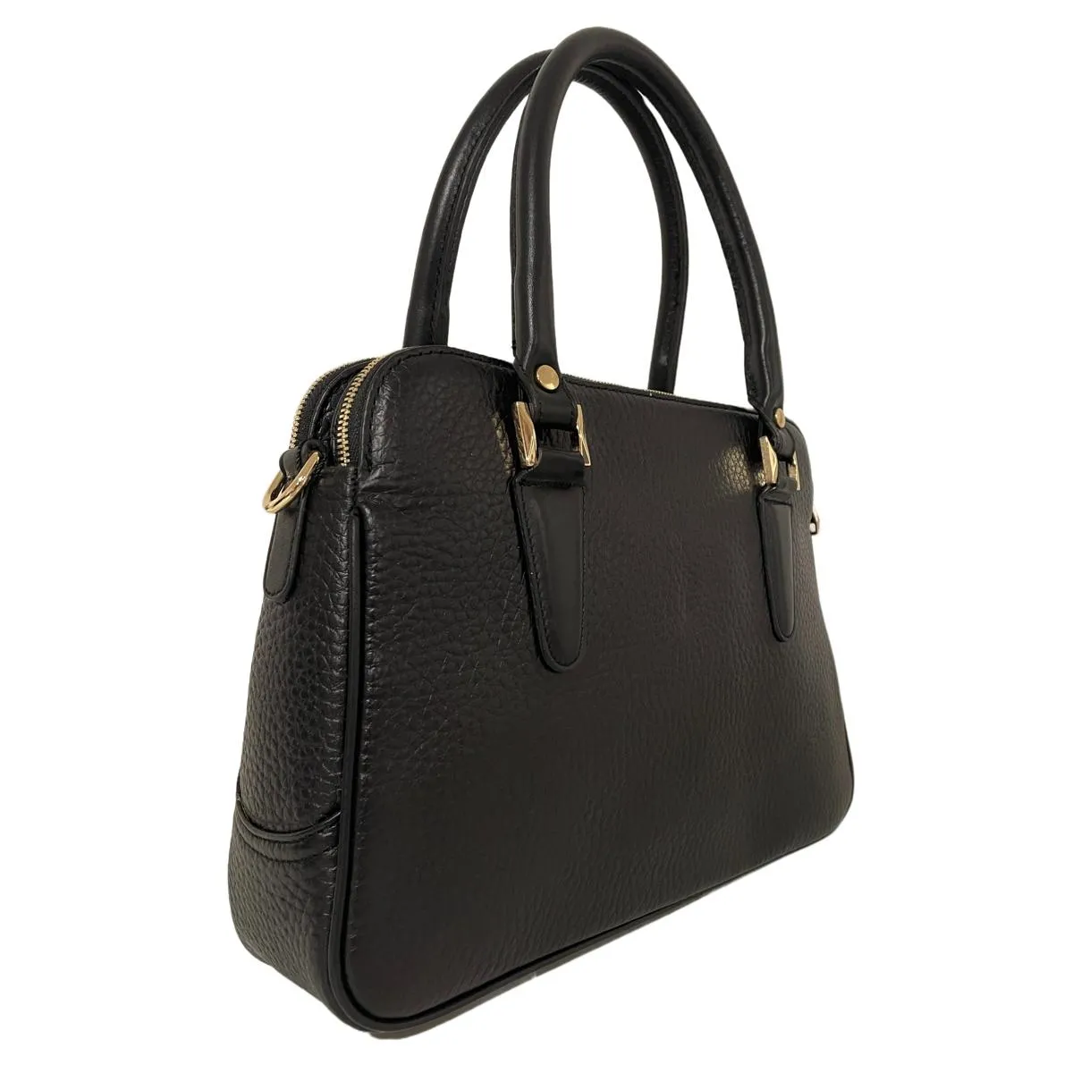 LeatherLuxe - Black Leather Office Bag: Functional Shoulder Bag