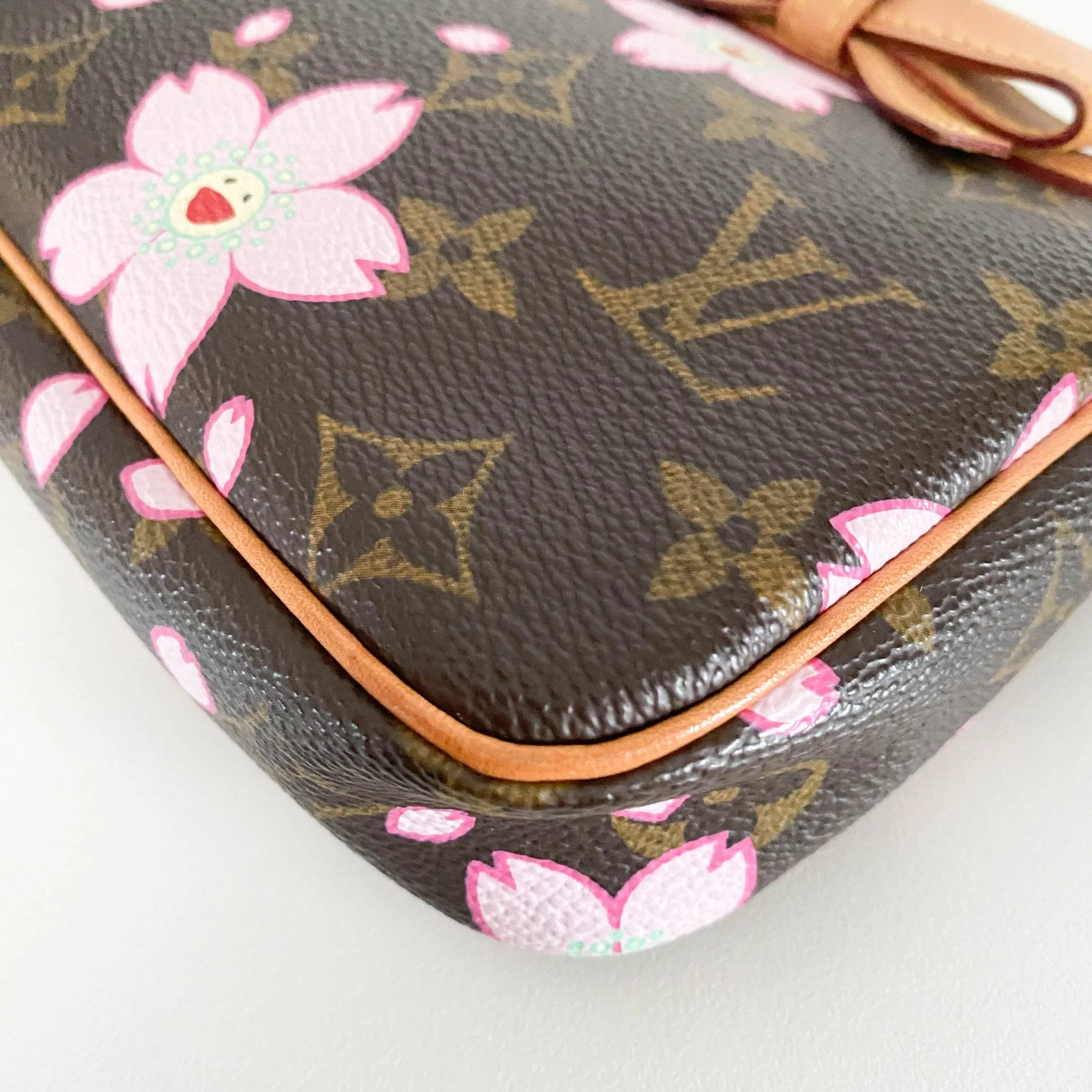 Louis Vuitton x Takashi Murakami 2003 Cherry Blossom Monogram Canvas Pochette Accessoire Mini Shoulder Bag
