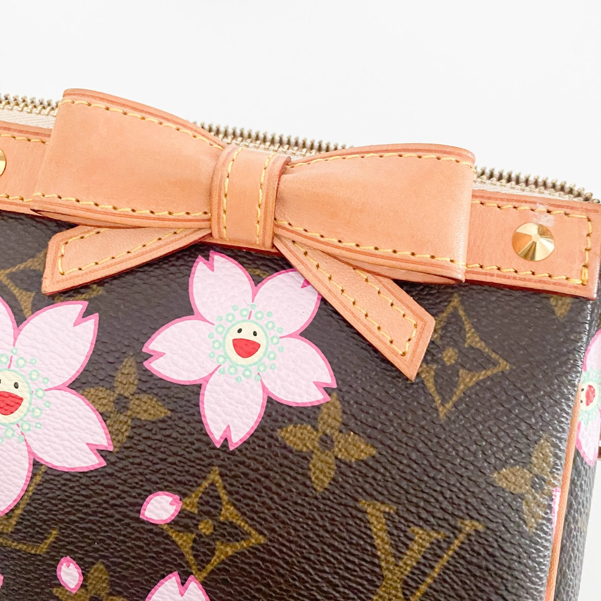 Louis Vuitton x Takashi Murakami 2003 Cherry Blossom Monogram Canvas Pochette Accessoire Mini Shoulder Bag