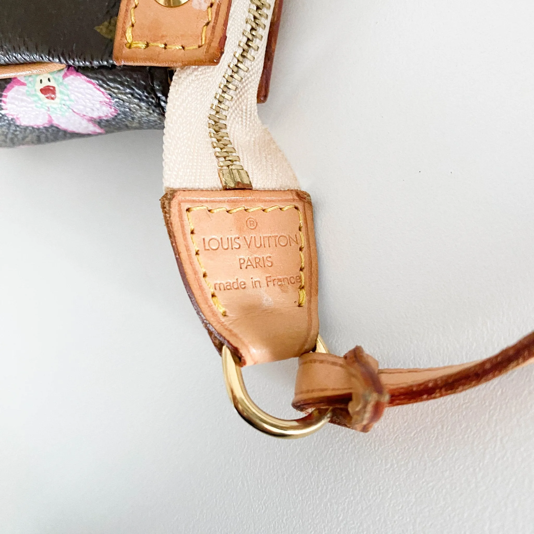 Louis Vuitton x Takashi Murakami 2003 Cherry Blossom Monogram Canvas Pochette Accessoire Mini Shoulder Bag