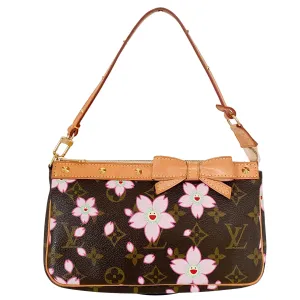 Louis Vuitton x Takashi Murakami 2003 Cherry Blossom Monogram Canvas Pochette Accessoire Mini Shoulder Bag