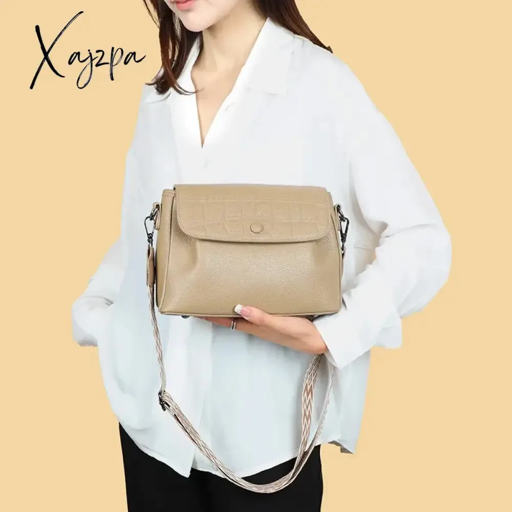 Luxury Wide shoulder Strap Handbags Women Bags Designer 100% Genuine Leather Cowhide Stylish Crossbody Shoulder Bag Sac A Main