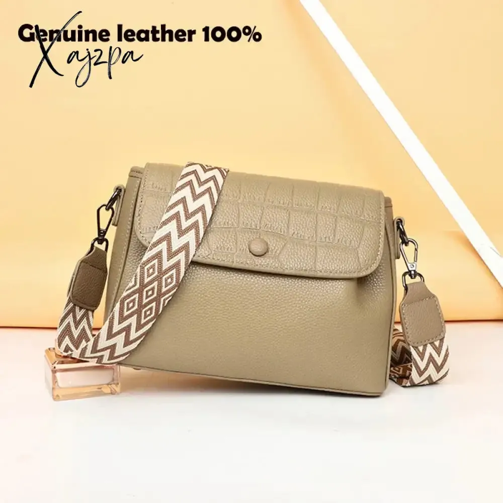 Luxury Wide shoulder Strap Handbags Women Bags Designer 100% Genuine Leather Cowhide Stylish Crossbody Shoulder Bag Sac A Main