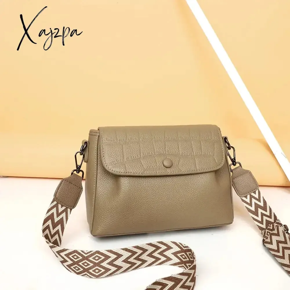Luxury Wide shoulder Strap Handbags Women Bags Designer 100% Genuine Leather Cowhide Stylish Crossbody Shoulder Bag Sac A Main