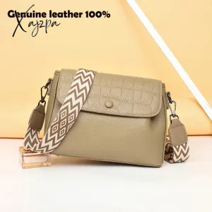 Luxury Wide shoulder Strap Handbags Women Bags Designer 100% Genuine Leather Cowhide Stylish Crossbody Shoulder Bag Sac A Main