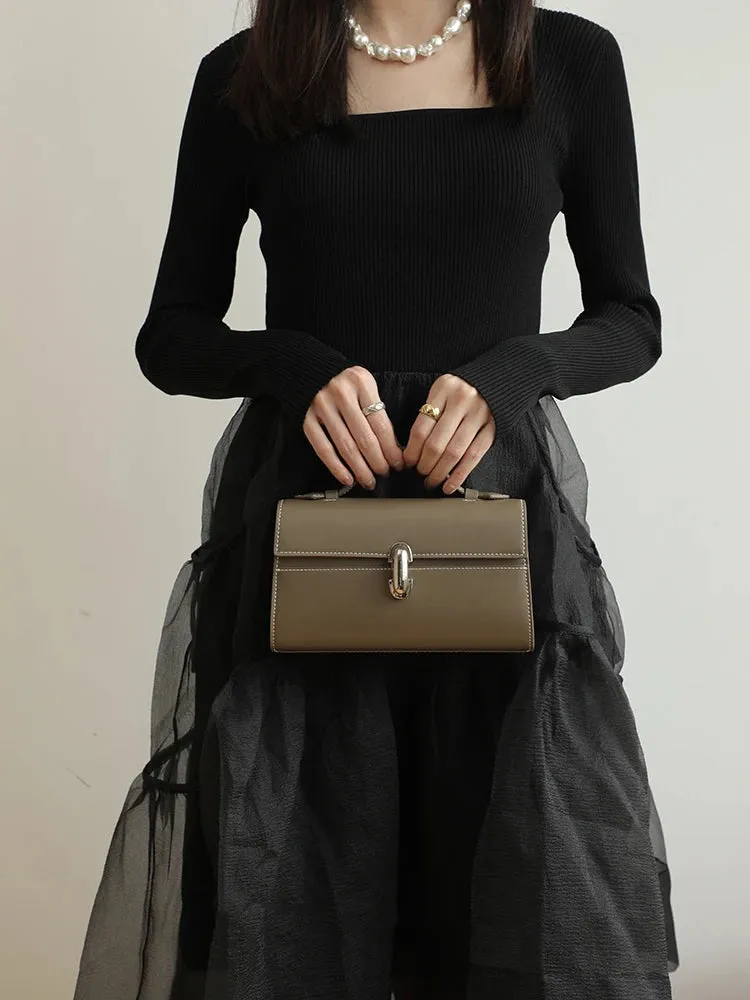 MABULA Leather Top Handle Satchel Purse