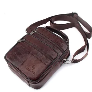 Men's Genuine Cowhide Leather Shoulder Bag