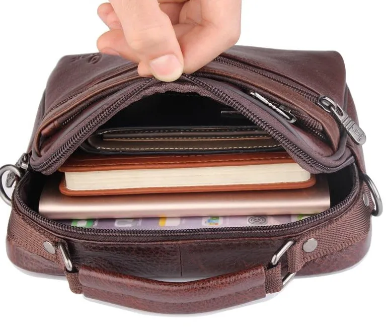 Men's Genuine Cowhide Leather Shoulder Bag