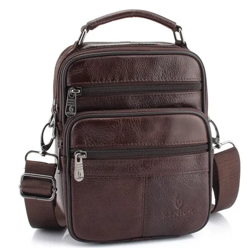 Men's Genuine Cowhide Leather Shoulder Bag