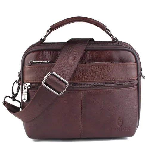 Men's Genuine Cowhide Leather Shoulder Bag