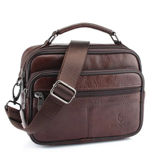 Men's Genuine Cowhide Leather Shoulder Bag