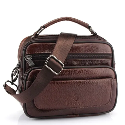 Men's Genuine Cowhide Leather Shoulder Bag