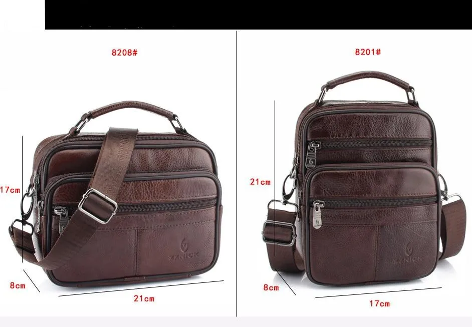 Men's Genuine Cowhide Leather Shoulder Bag