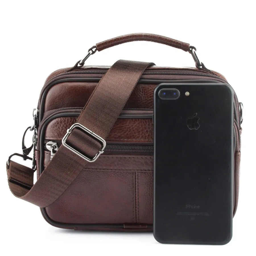 Men's Genuine Cowhide Leather Shoulder Bag