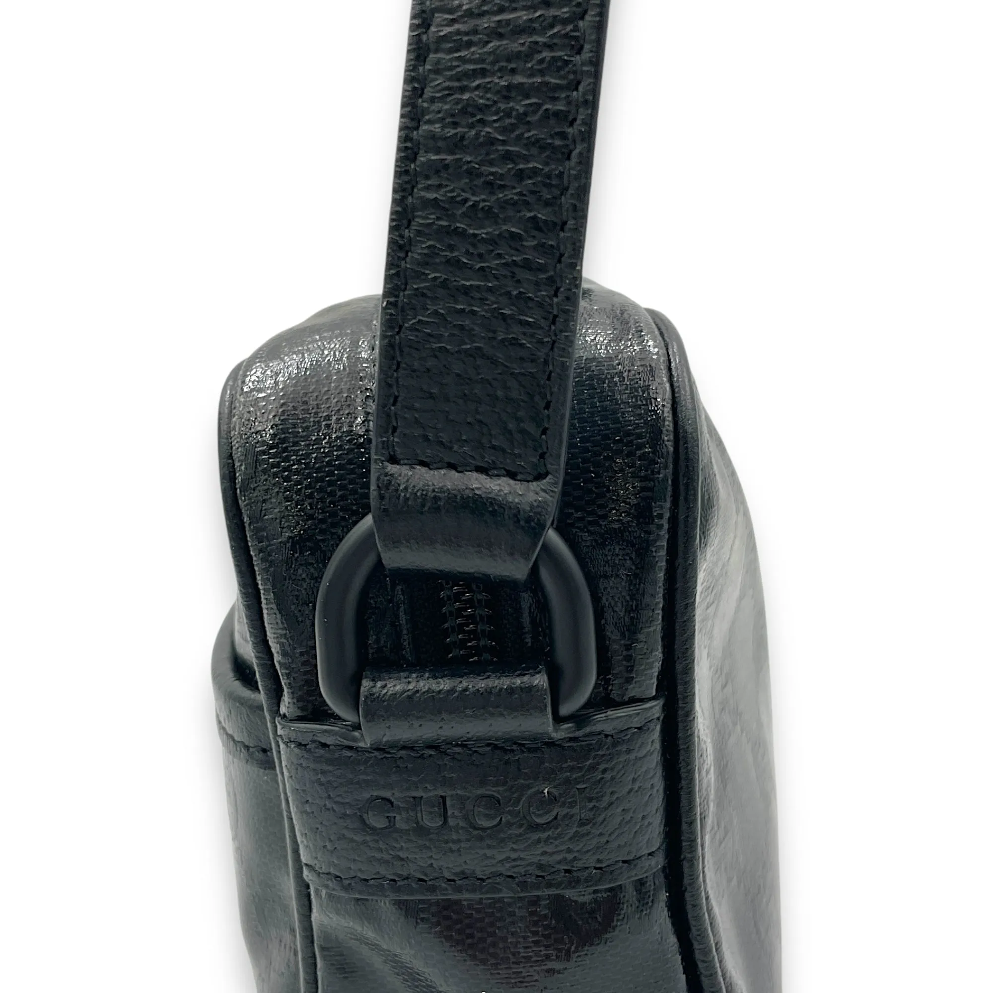 Messenger Black in Coated Canvas, black hardware