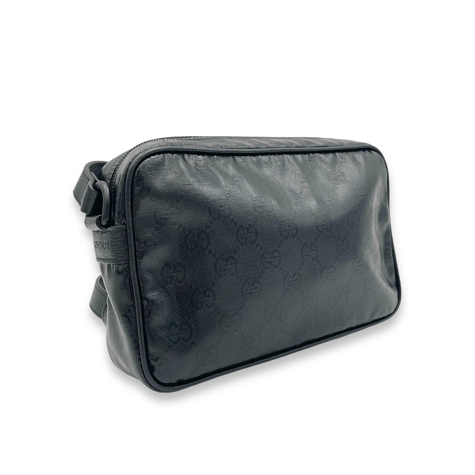 Messenger Black in Coated Canvas, black hardware